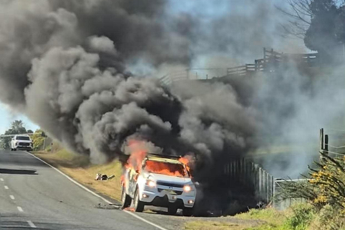 SunLive - Car fire sparks roadside blaze on Oropi Rd - The Bay's News First