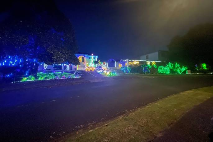 Kevin Baird's Christmas lights create excitement throughout the community. Photo / Amy Reader