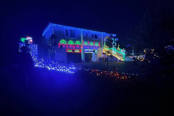 Kevin Baird's Christmas lights display at 5 Tutauanui Cres, Maungatapu. Photo / Amy Reader