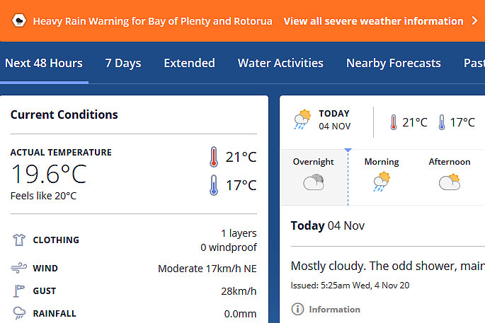 SunLive - MetService warns of heavy rain for BOP - The Bay's News First
