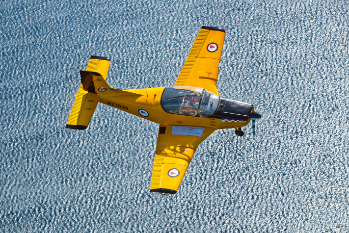 Weekend Sun reporter Ayla Yeoman with pilot Keith Adair on the Classic Flyers CT4 Adventure Flight. Photo: John Borren.