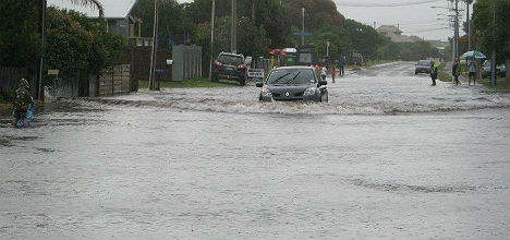 Flooding on Dickson Road. People are being asked to drive with caution or stay off the roads where possible.