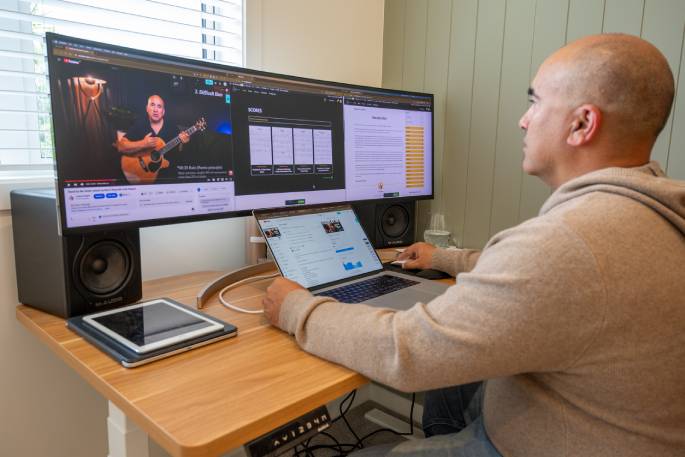 Joshua Rogers, 50, is the creator of NBN Guitar, the online course for beginner guitarists. Photo / David Hall